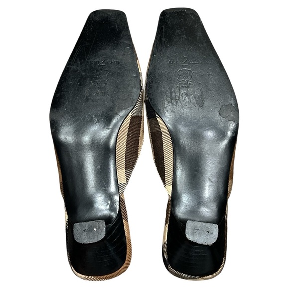 Tan brown black plaid mule 1 3/4” heel high vamp snipped toe 7.5 Anne Klein 2 - Picture 7 of 7